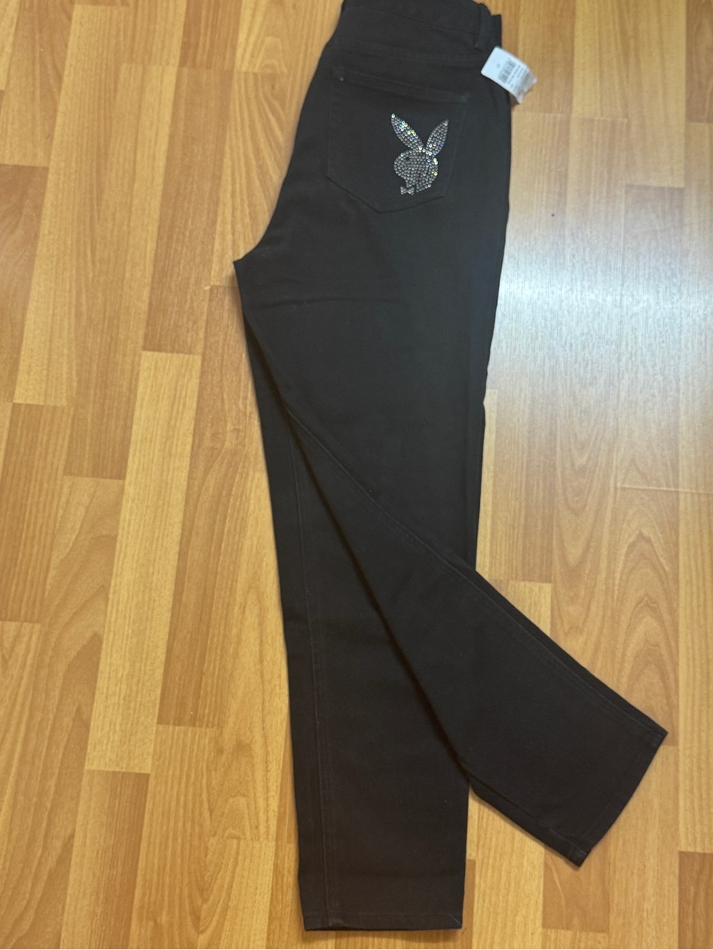 PLAYBOY Black Rhinestone Bunny Pocket Jeans